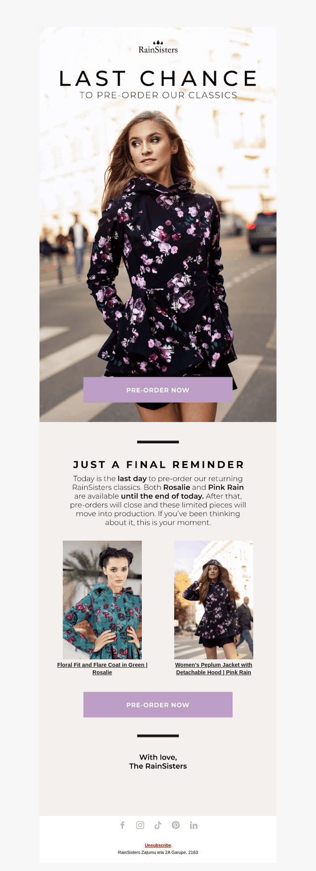 RainSisters email from Wed, Apr 8, 2026