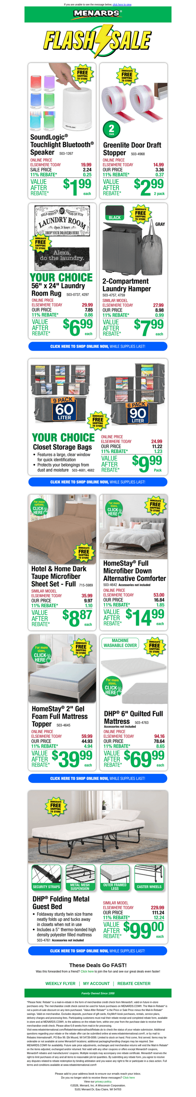 Roll Away Twin Bed ONLY $99 After Rebate*!