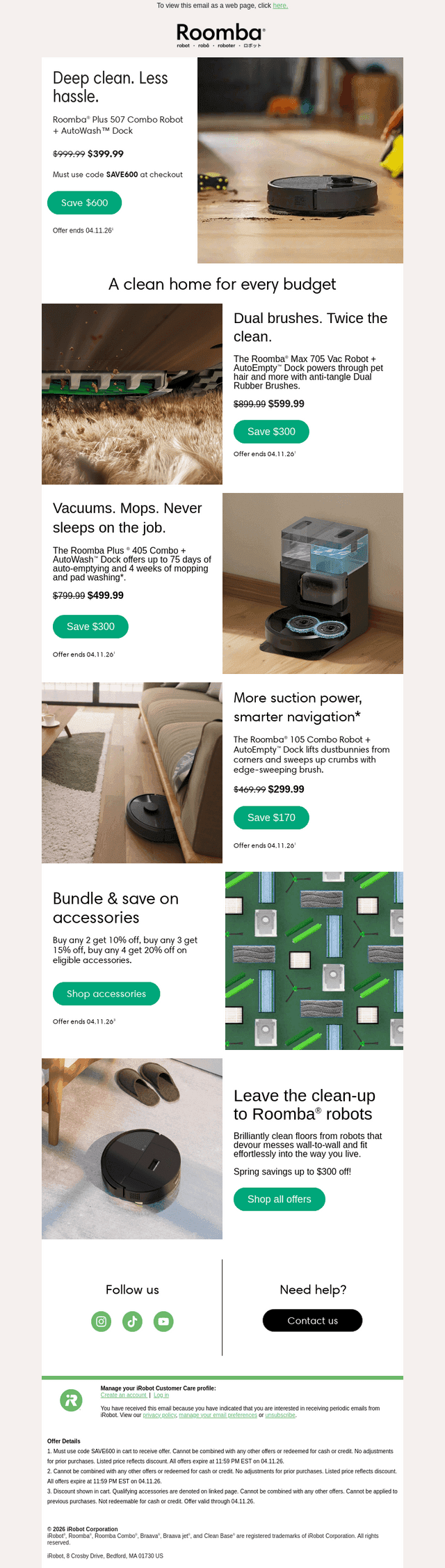 iRobot email from Wed, Apr 8, 2026