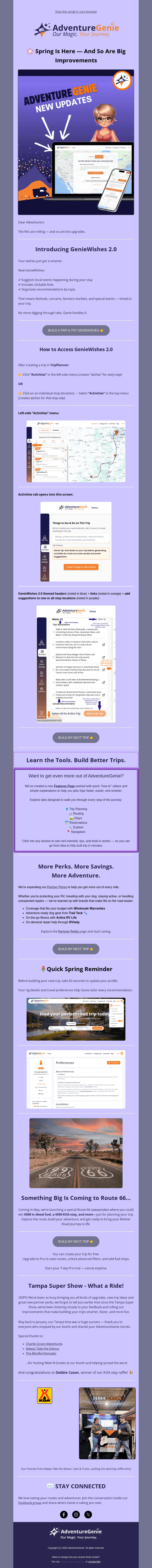Adventure Genie email from Wed, Apr 8, 2026