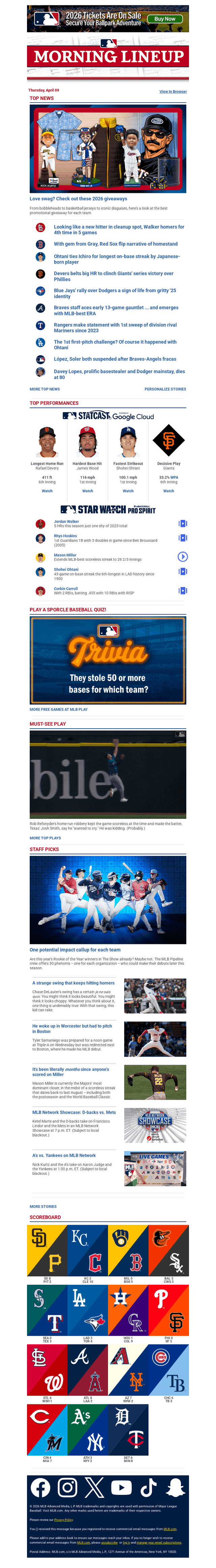 MLB email from Thu, Apr 9, 2026