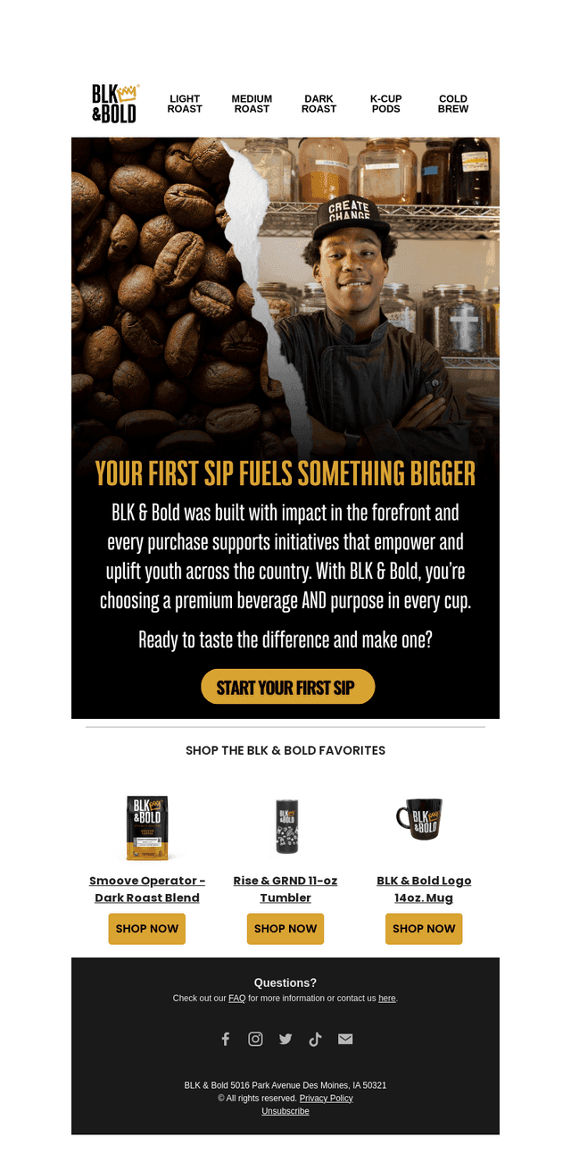 Drink Coffee. Fuel Change. ☕🤝