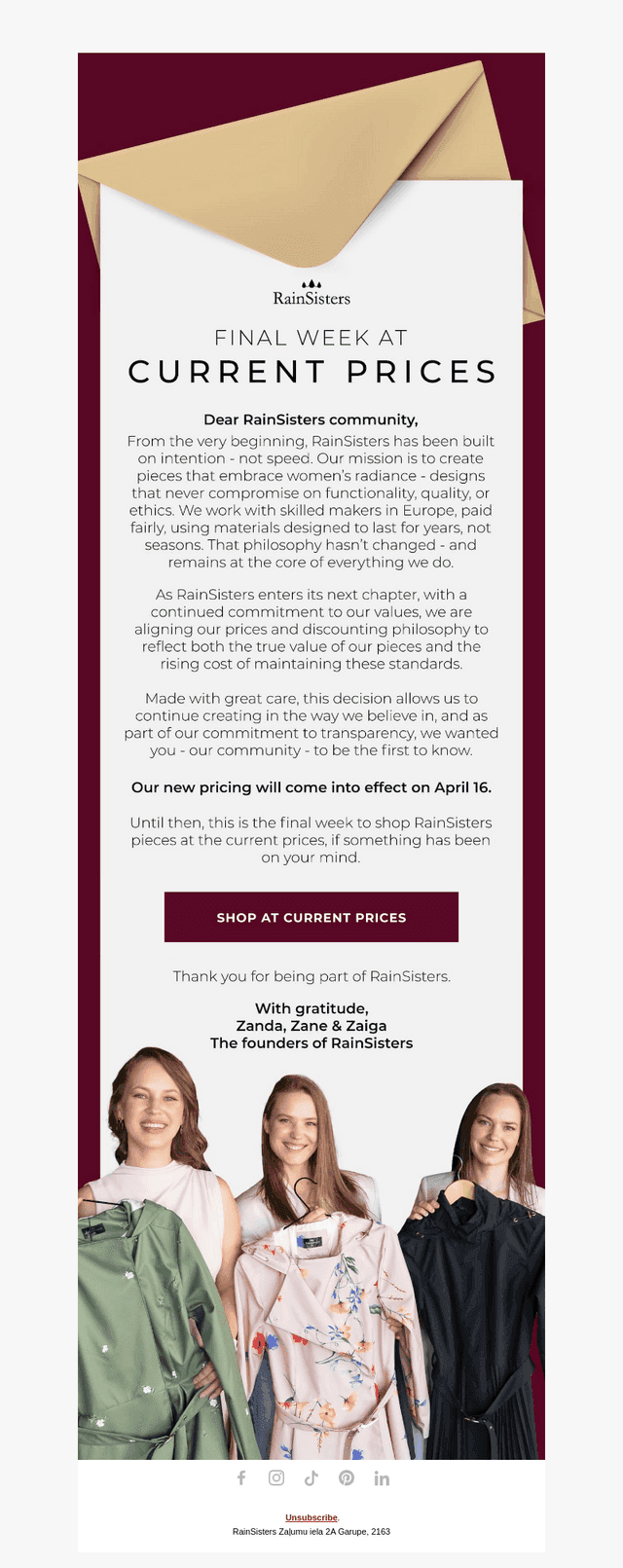 RainSisters email from Thu, Apr 9, 2026
