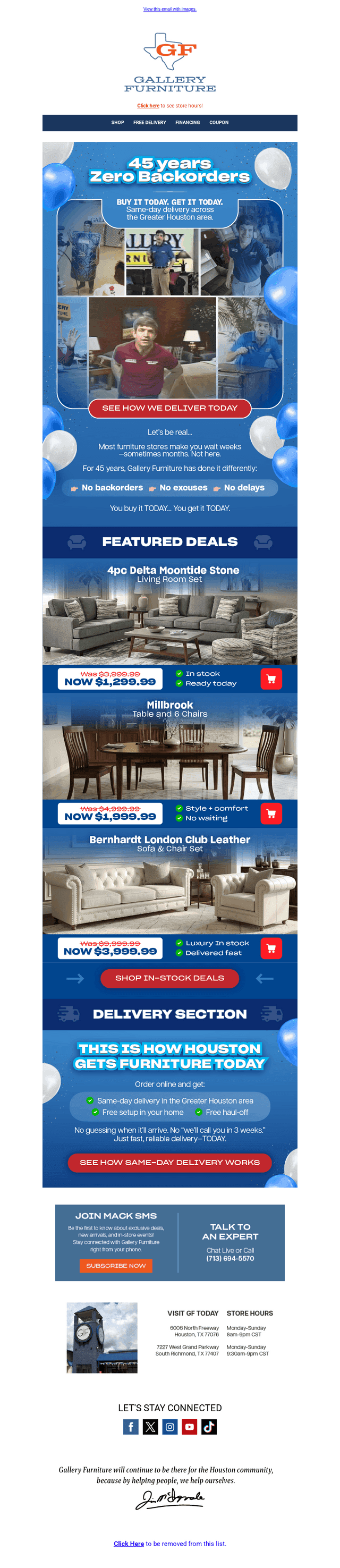 Gallery Furniture email from Thu, Apr 9, 2026