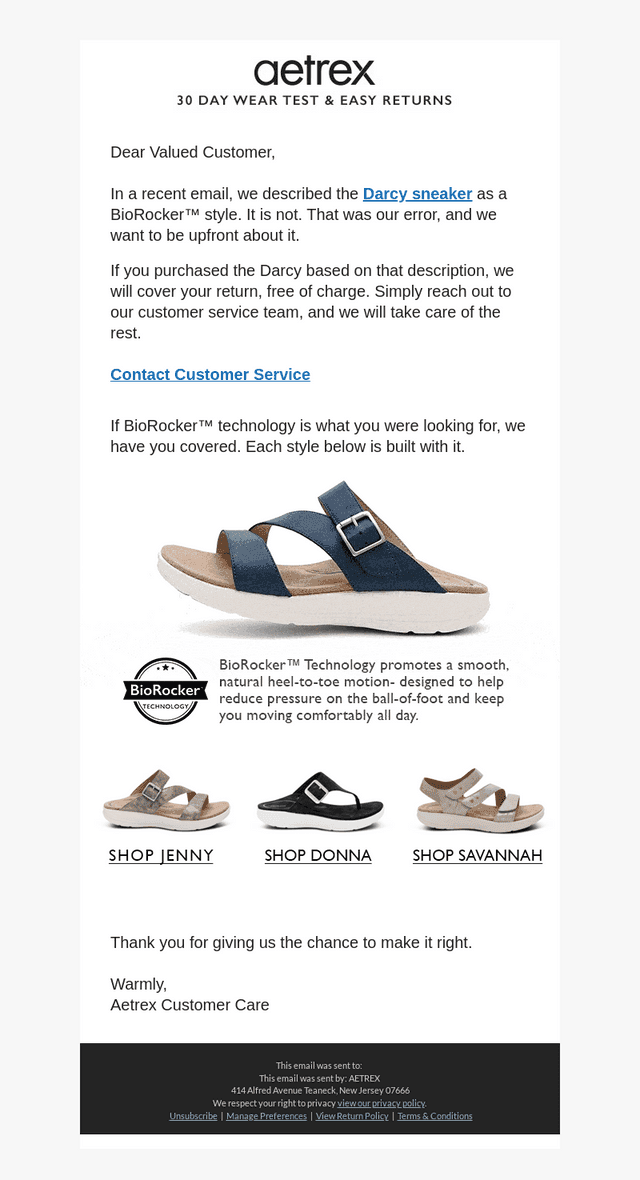 Aetrex email from Thu, Apr 9, 2026