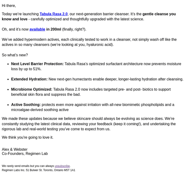 Regimen Lab email from Thu, Apr 9, 2026