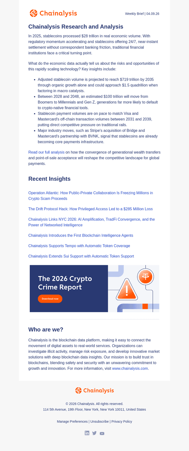 Chainalysis email from Thu, Apr 9, 2026