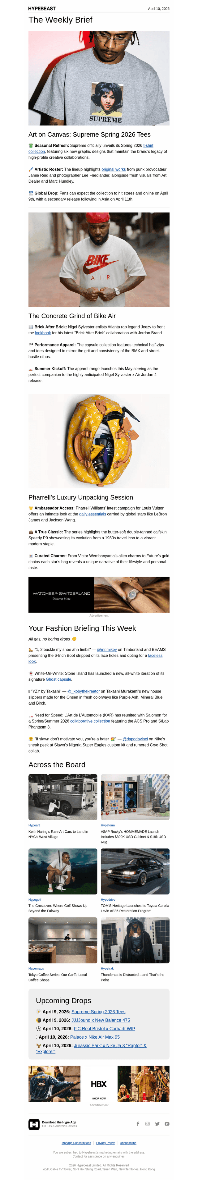 HYPEBEAST email from Fri, Apr 10, 2026