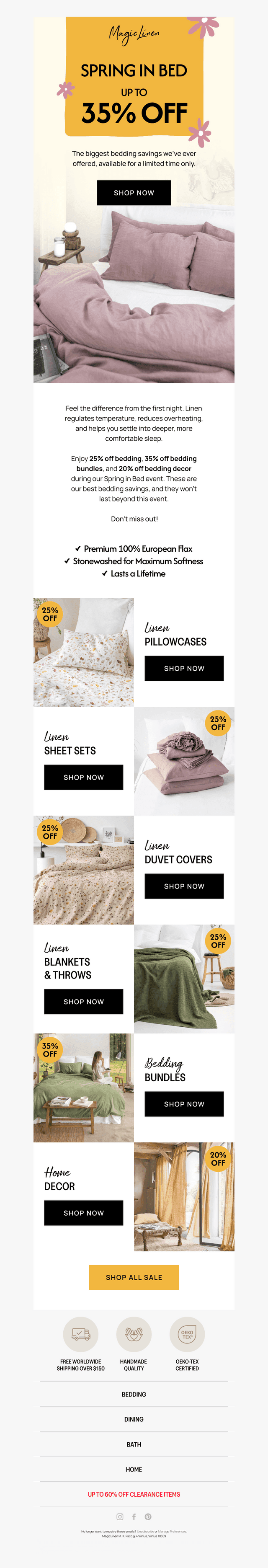 Up to 35% OFF Linen Bedding