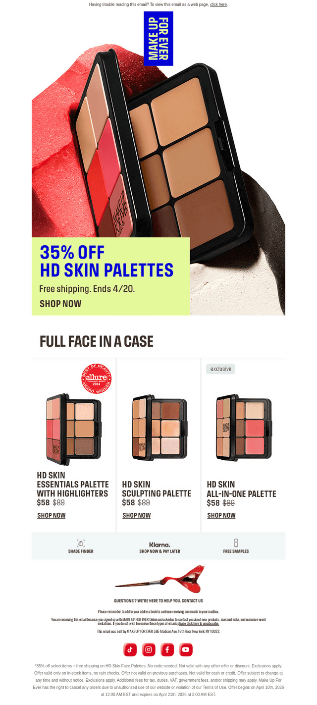 35% off HD Skin Face Palettes