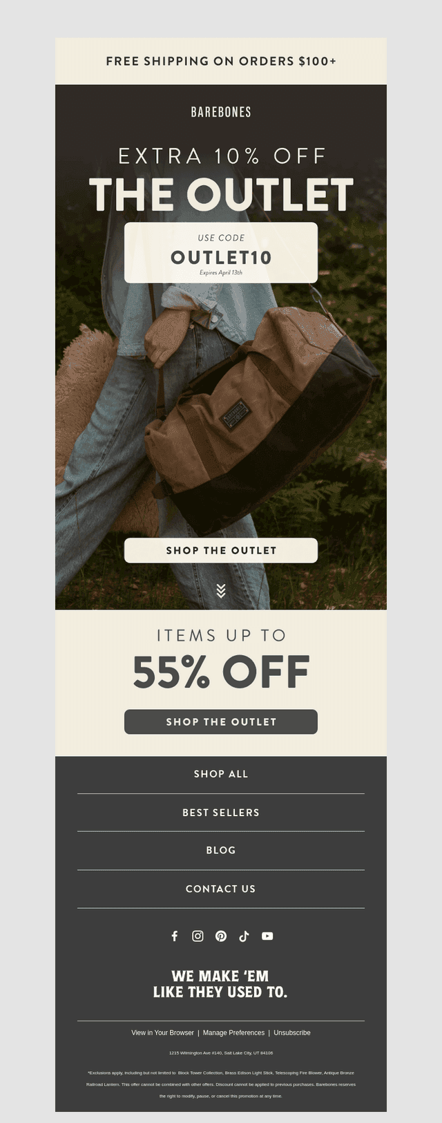 New Outlet Items Up to 55% OFF