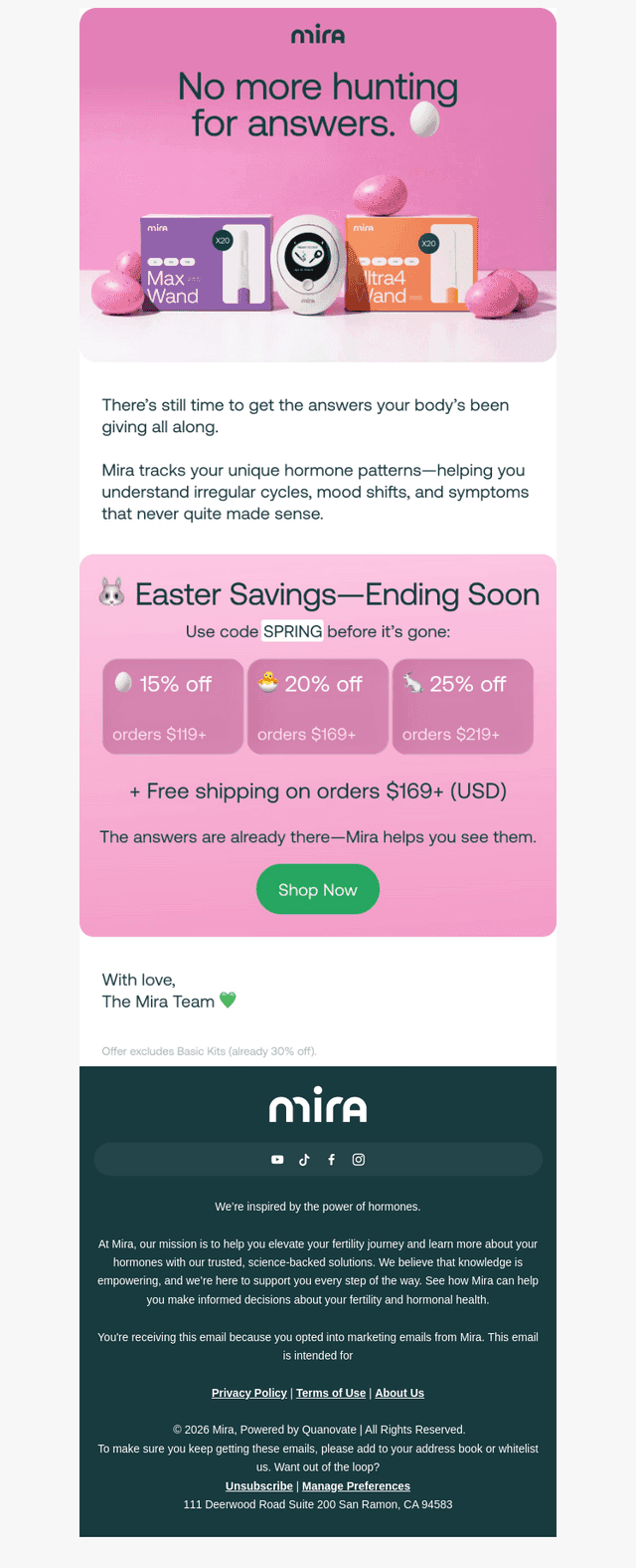 Mira Fertility email from Fri, Apr 10, 2026