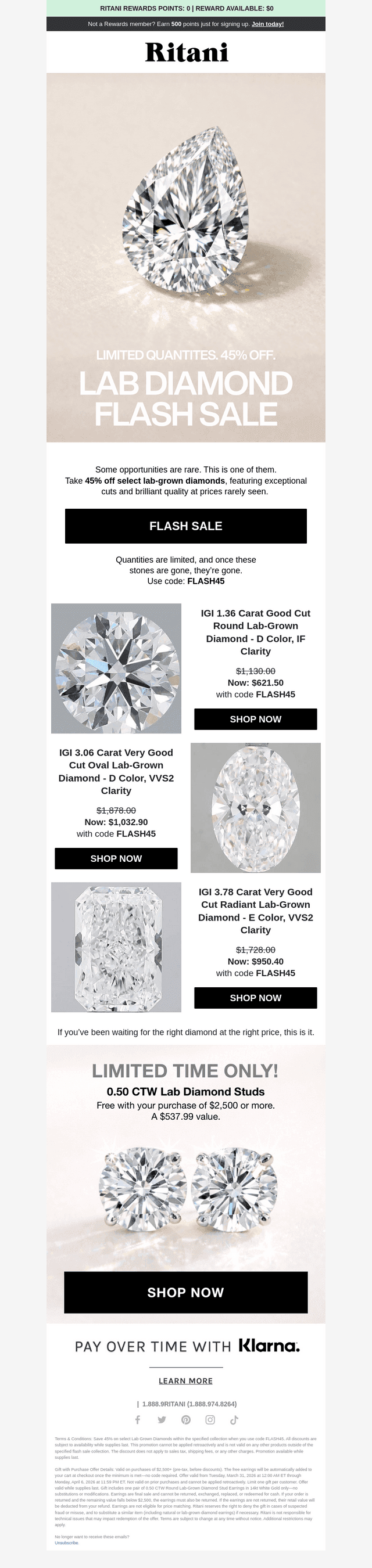 45% off Select Diamonds (Yes, Really) 💎