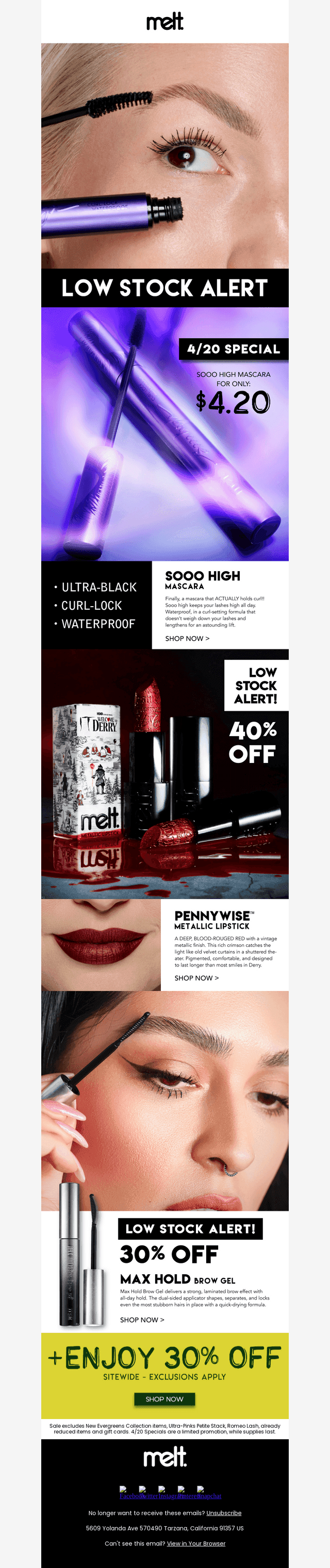 Melt Cosmetics email from Sat, Apr 11, 2026