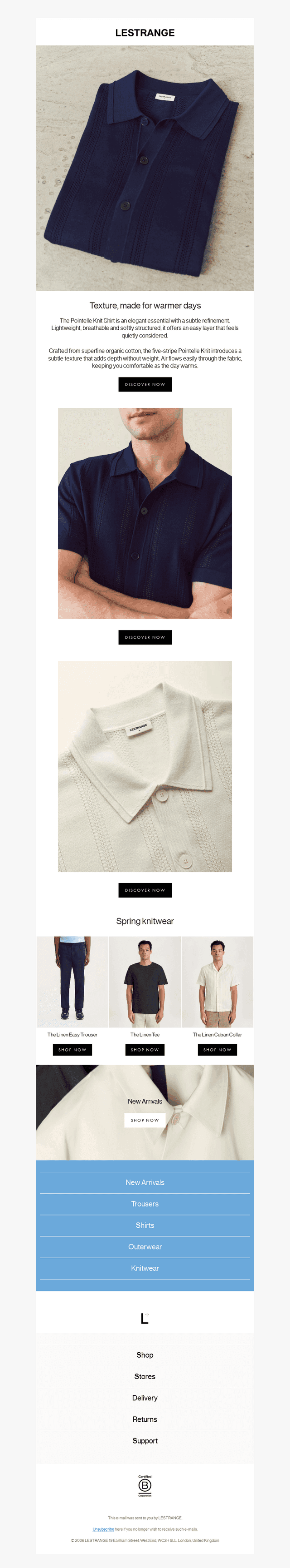 Lightweight knitwear for spring