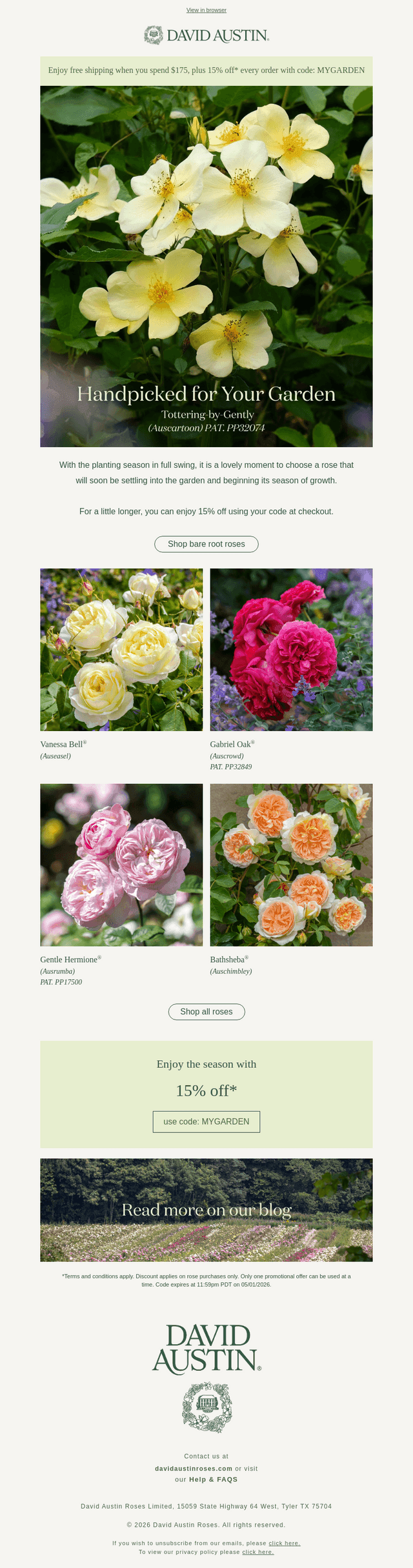 David Austin Roses - US email from Sat, Apr 11, 2026