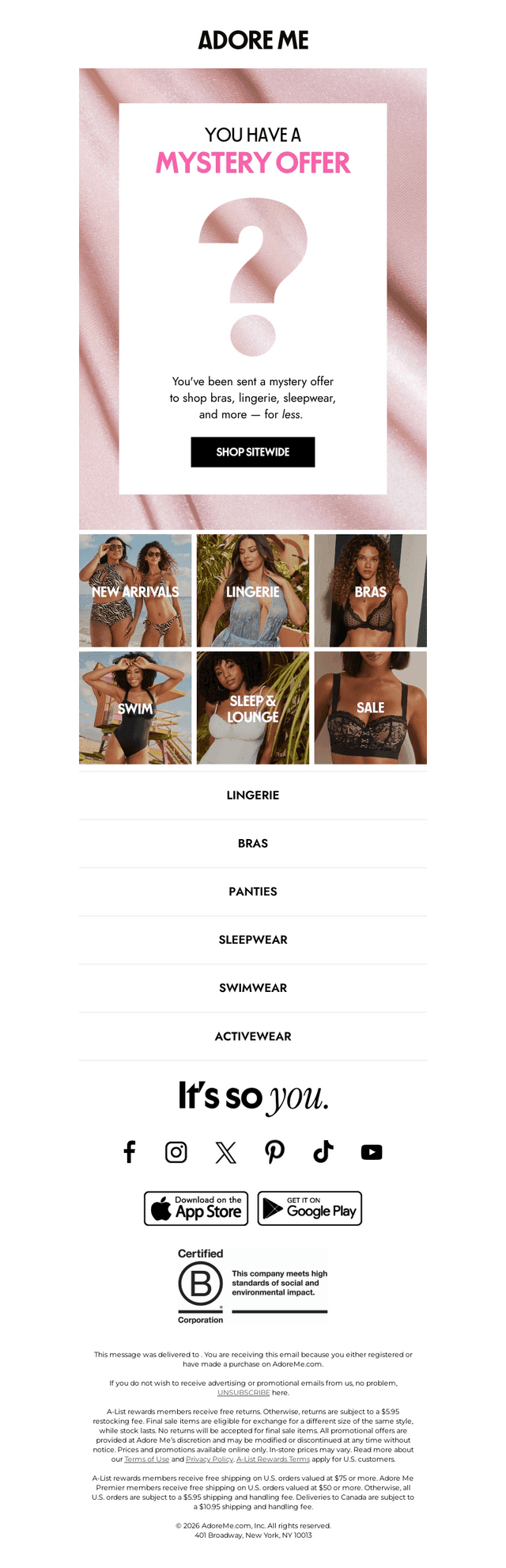 You've Been Sent a Sitewide Offer 💌