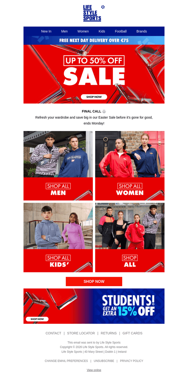 Life Style Sports email from Sun, Apr 12, 2026
