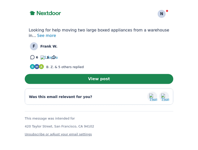 Looking for help moving two large boxed appliances from a...