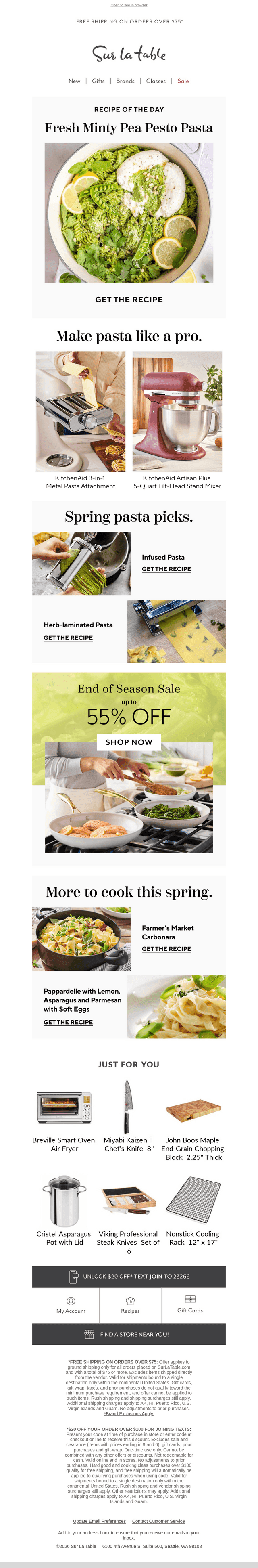 Sur La Table email from Sun, Apr 12, 2026