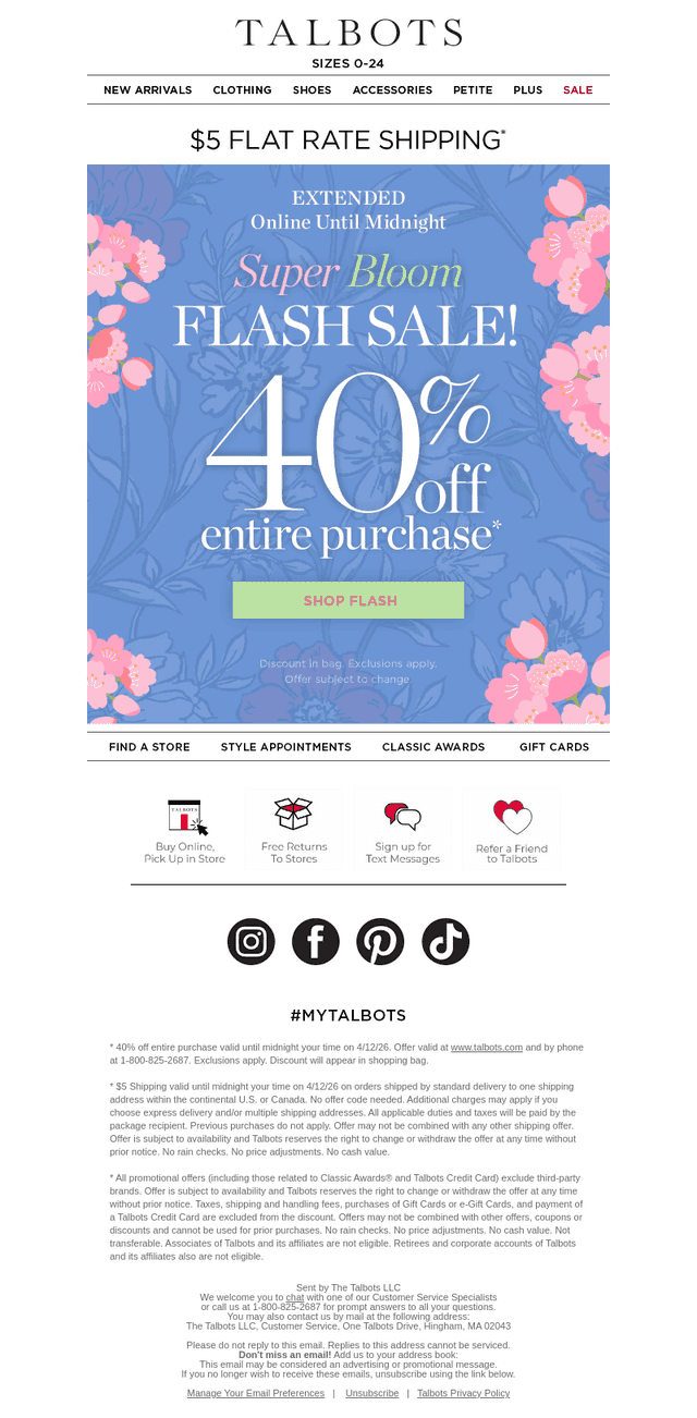 🌸 40% off + $5 shipping EXTENDED to MIDNIGHT 🌸