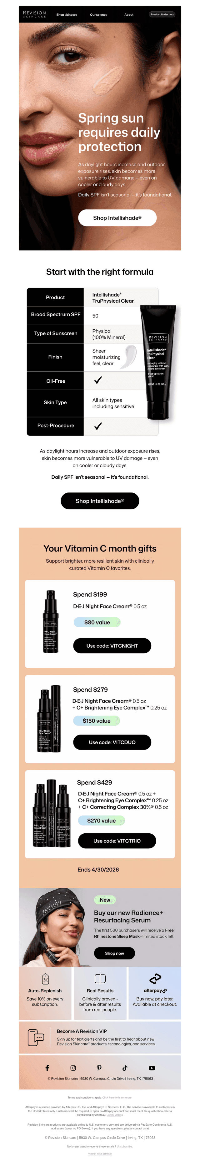 Revision Skincare email from Mon, Apr 13, 2026