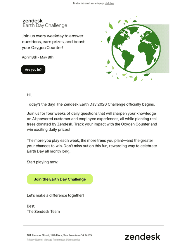 Zendesk email from Mon, Apr 13, 2026