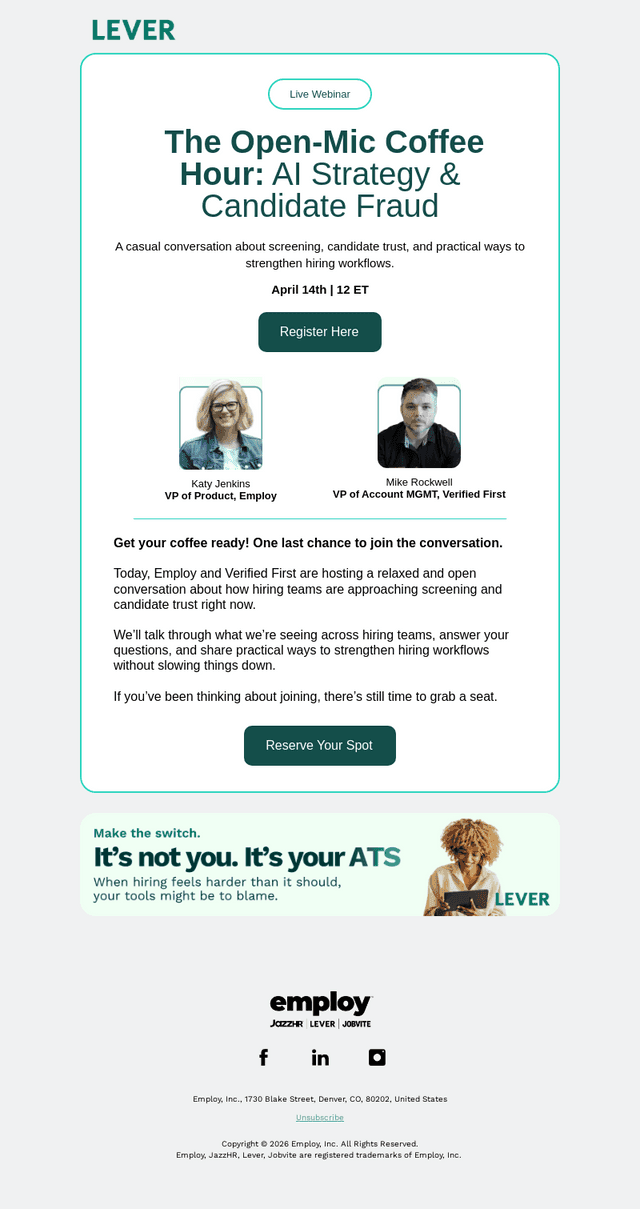 Lever email from Tue, Apr 14, 2026