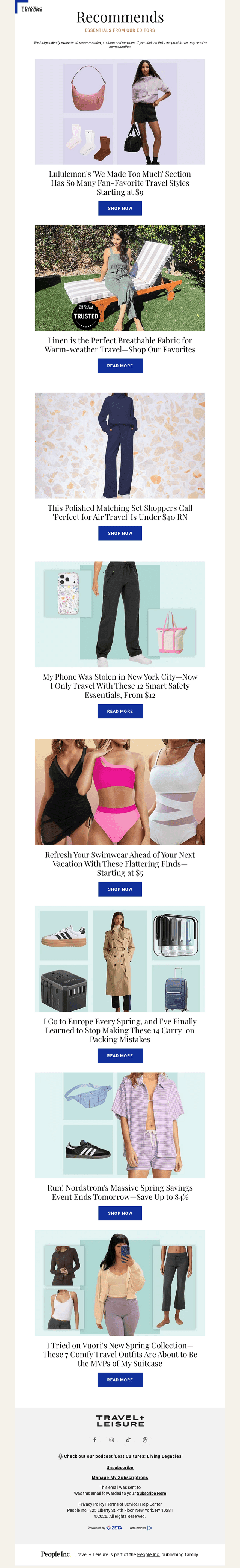 Travel + Leisure email from Tue, Apr 14, 2026
