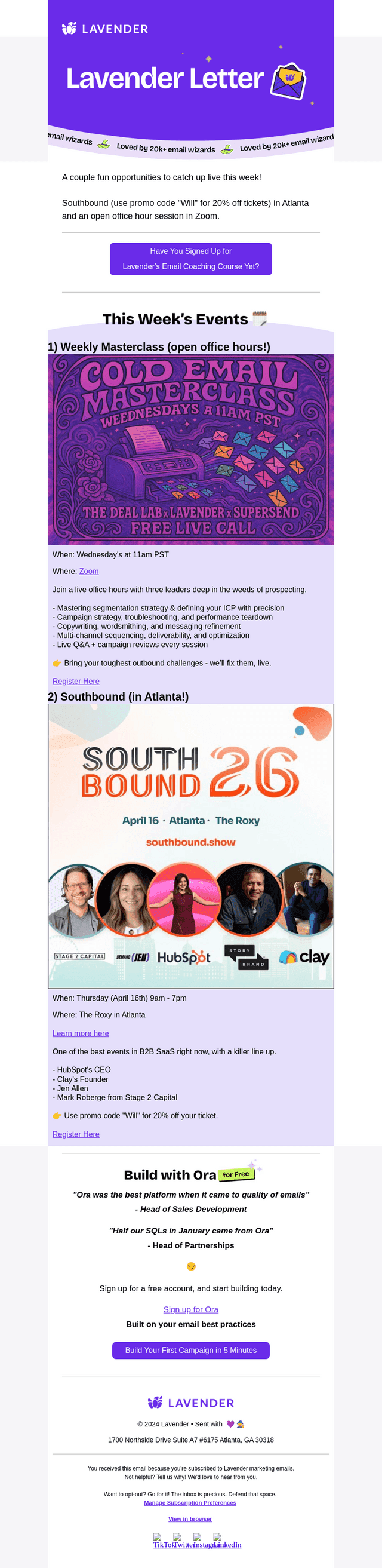 Lavender email from Tue, Apr 14, 2026
