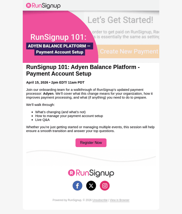 RunSignUp email from Tue, Apr 14, 2026