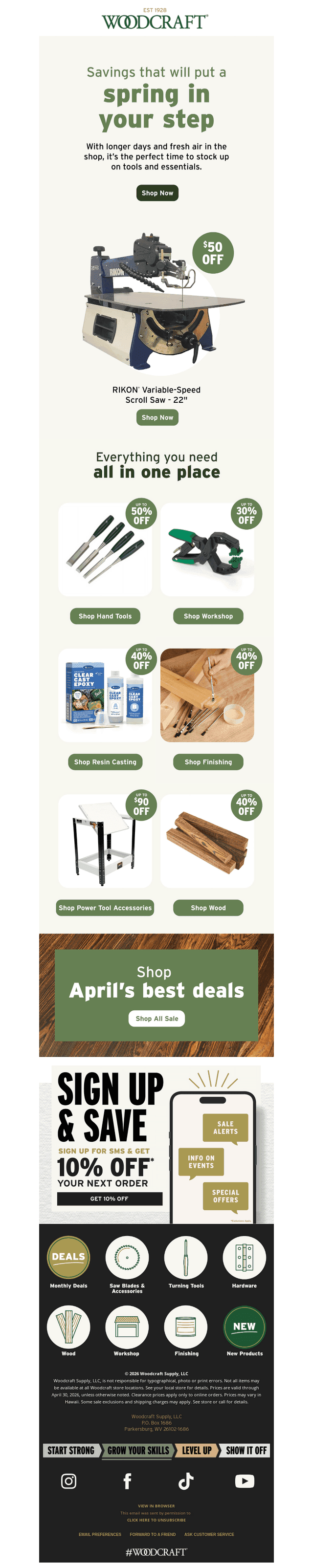 Woodcraft email from Tue, Apr 14, 2026