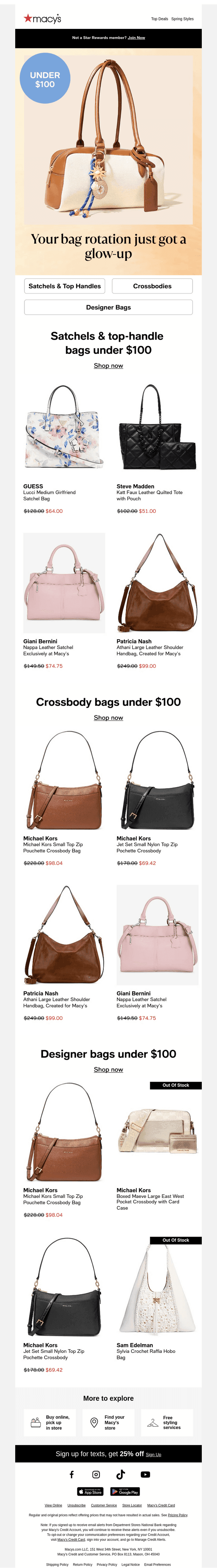 Under $100 handbags, we love that