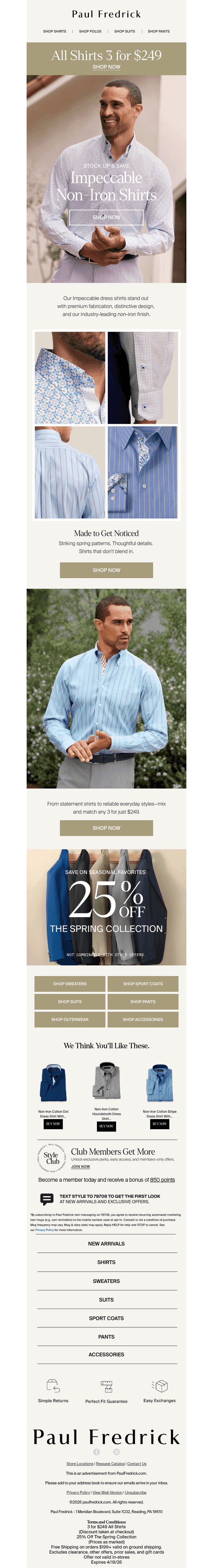 3 for $249 Impeccable shirts.