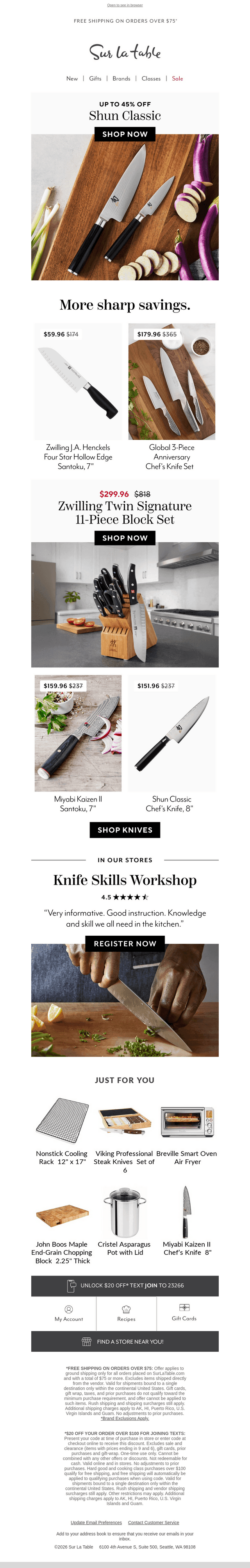 The sharpest tools in the kitchen, on sale now.