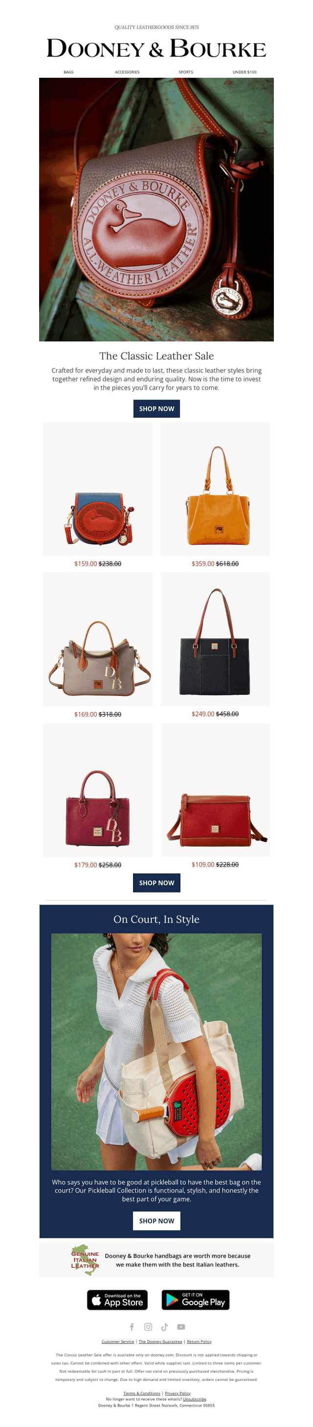 Timeless leather, now up to 40% off.