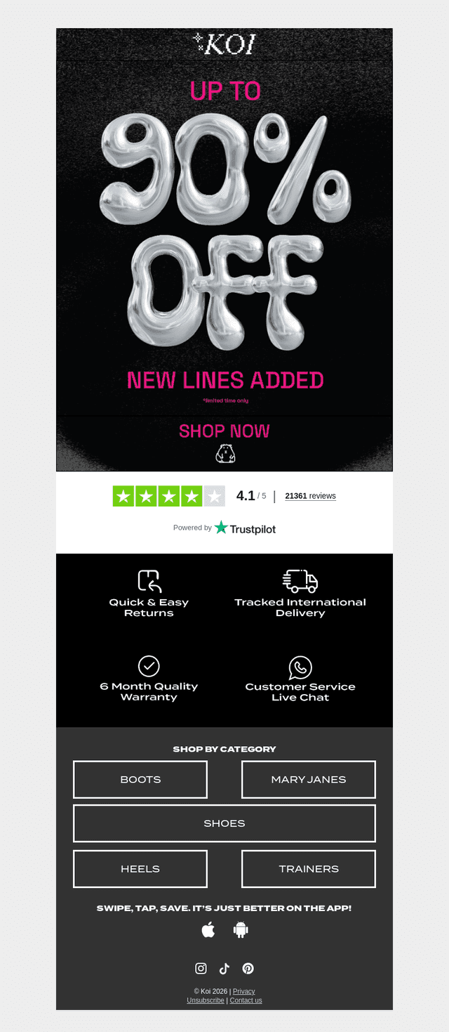 Up to 90% off.