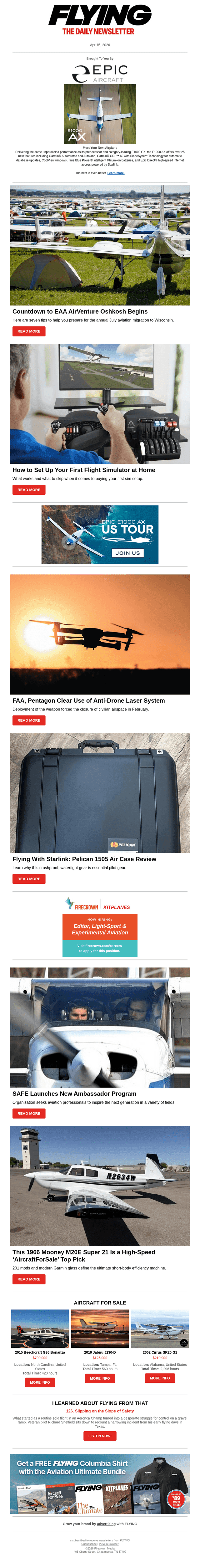 Flying Magazine email from Wed, Apr 15, 2026