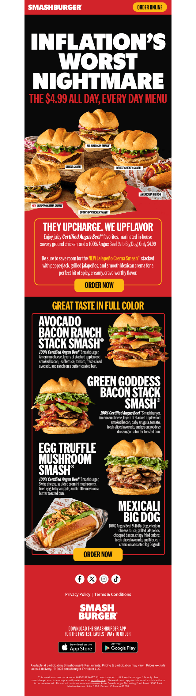 $4.99 All Day, Every Day Menu
