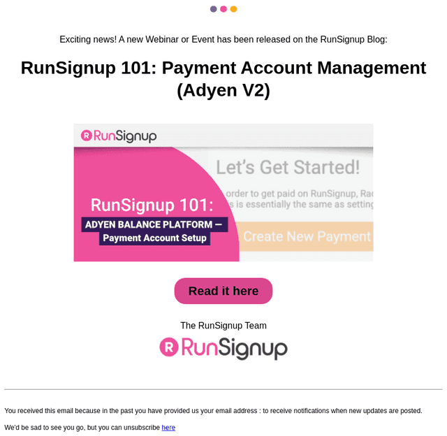 RunSignUp email from Wed, Apr 15, 2026