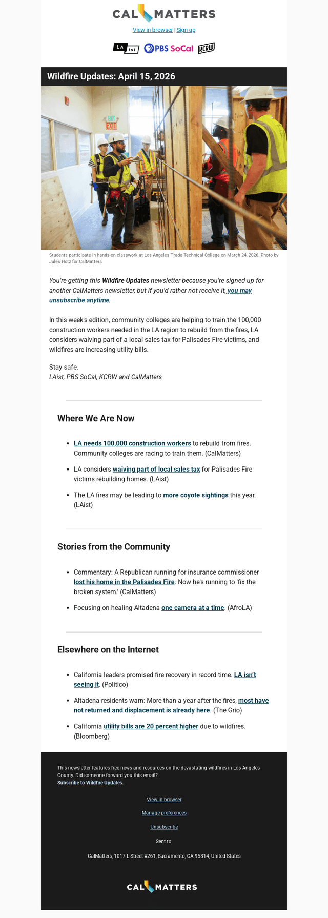 Calm email from Wed, Apr 15, 2026