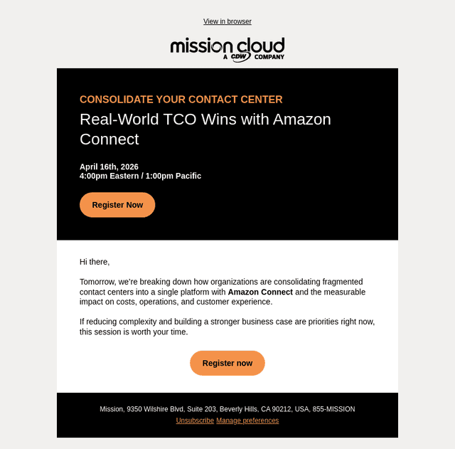 Tomorrow: Consolidate your contact center