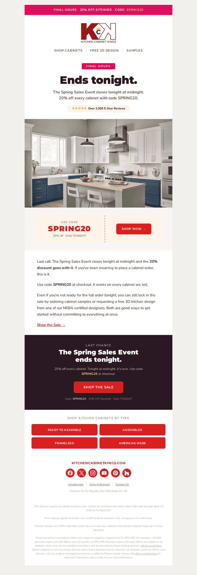 Kitchen Cabinet Kings email from Thu, Apr 16, 2026