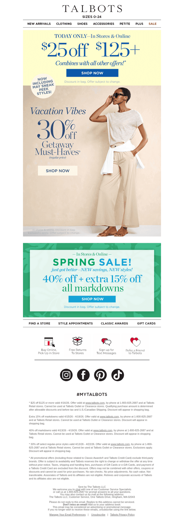 🚨 $25 off $125 or more TODAY ONLY