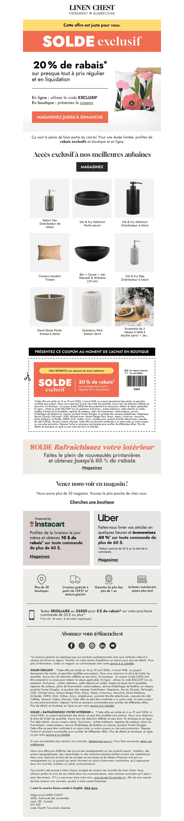 20 % de rabais juste pour vous !