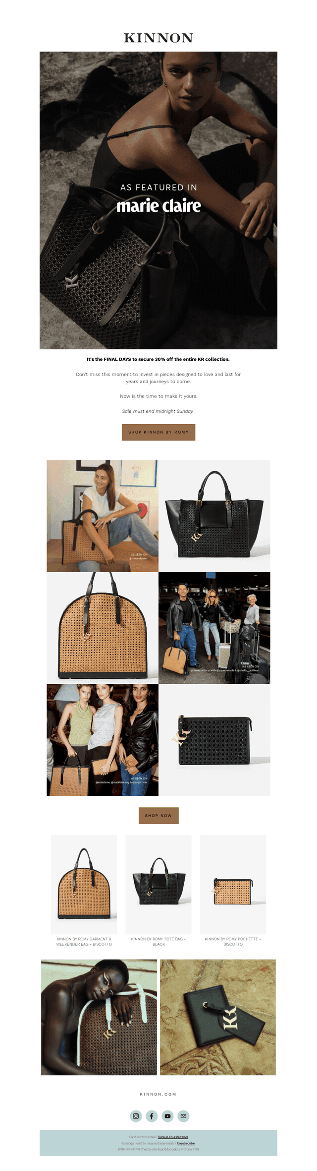 FINAL DAYS | 30% off Kinnon by Romy
