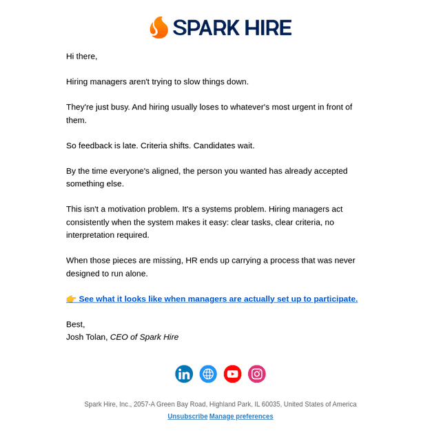 Spark Hire email from Thu, Apr 16, 2026