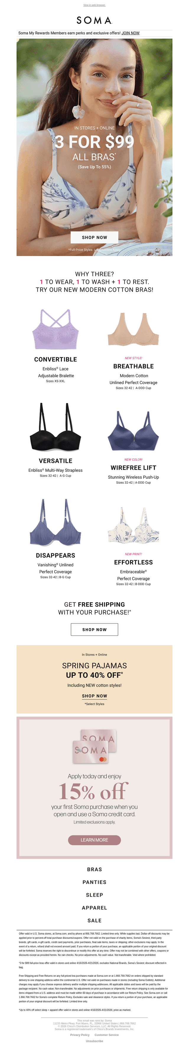For Every Mood: 3 For $99 Bras