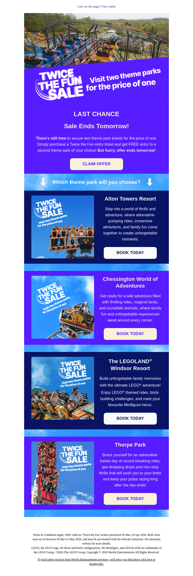 Merlin Entertainments email from Sat, Apr 18, 2026