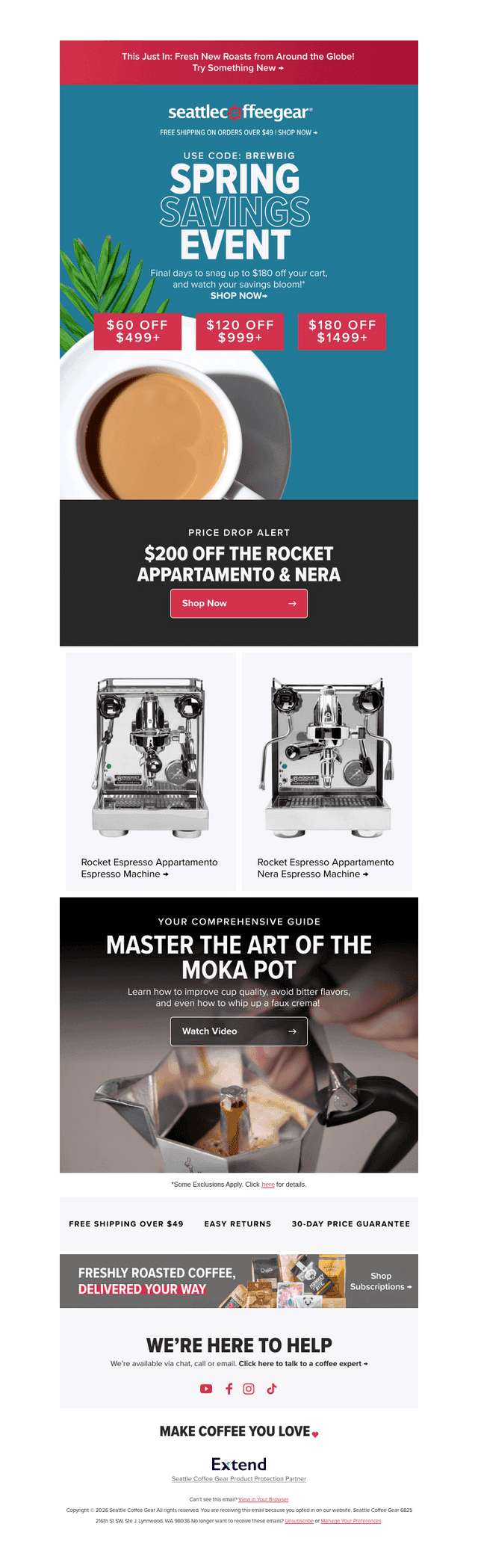 Seattle Coffee Gear email from Sat, Apr 18, 2026